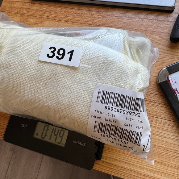 Crewcuts J.Crew Sailor Collar Sweater Girls XXL Ivory Navy Pullover Patch Pocket - Picture 7 of 7